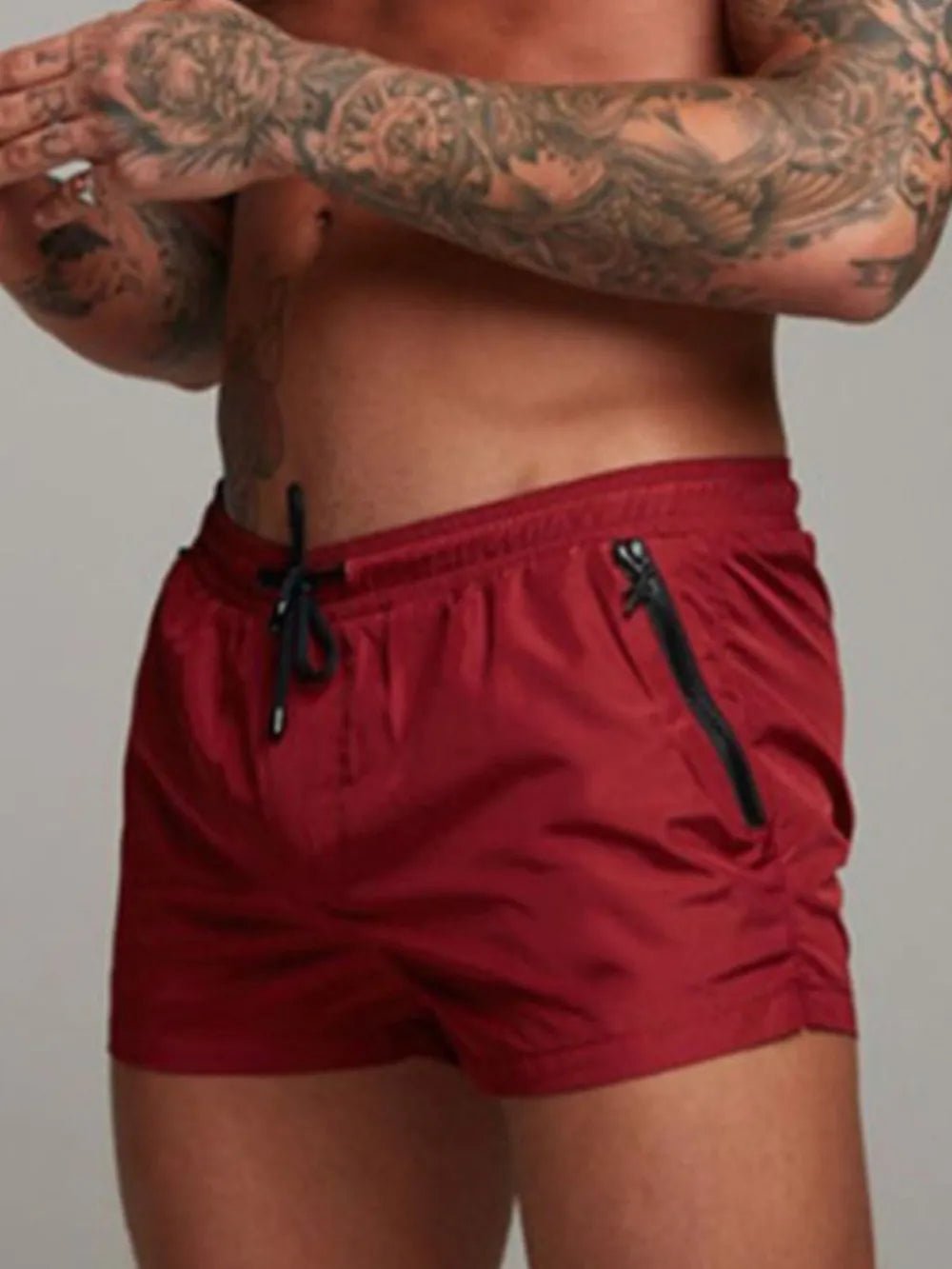 Men's Drawstring Active Shorts in Deep Red