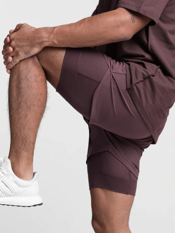 Men's Drawstring Active Shorts in Plum Purple