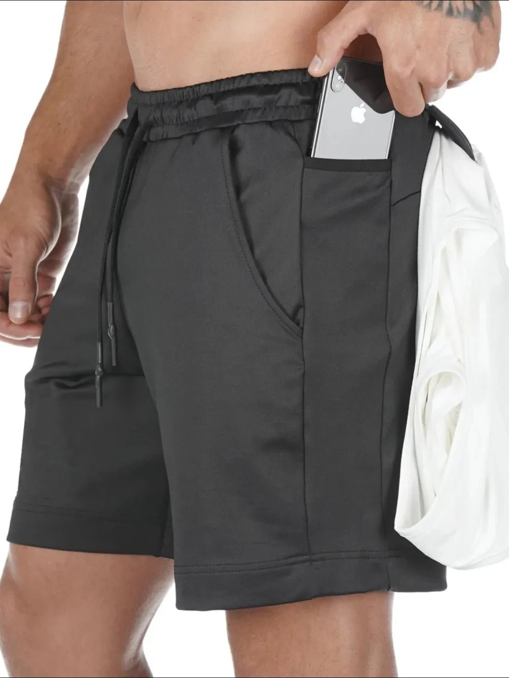Men's Drawstring Active Shorts with Pockets in Black
