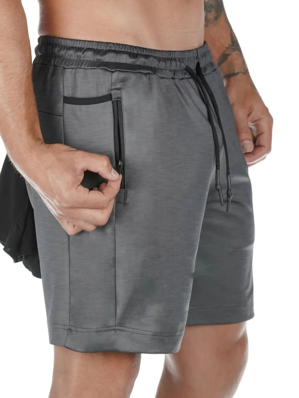 Men's Drawstring Active Shorts with Pockets in Dark Gray