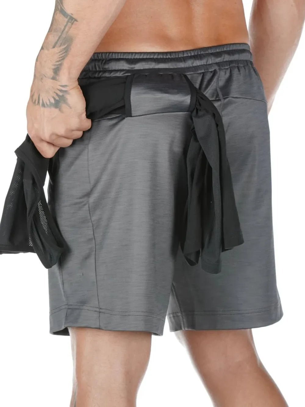 Men's Drawstring Active Shorts with Pockets in Dark Gray