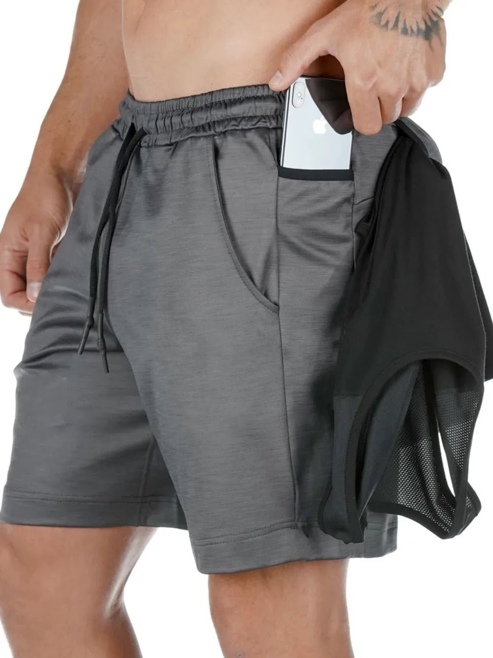 Men's Drawstring Active Shorts with Pockets in Dark Gray