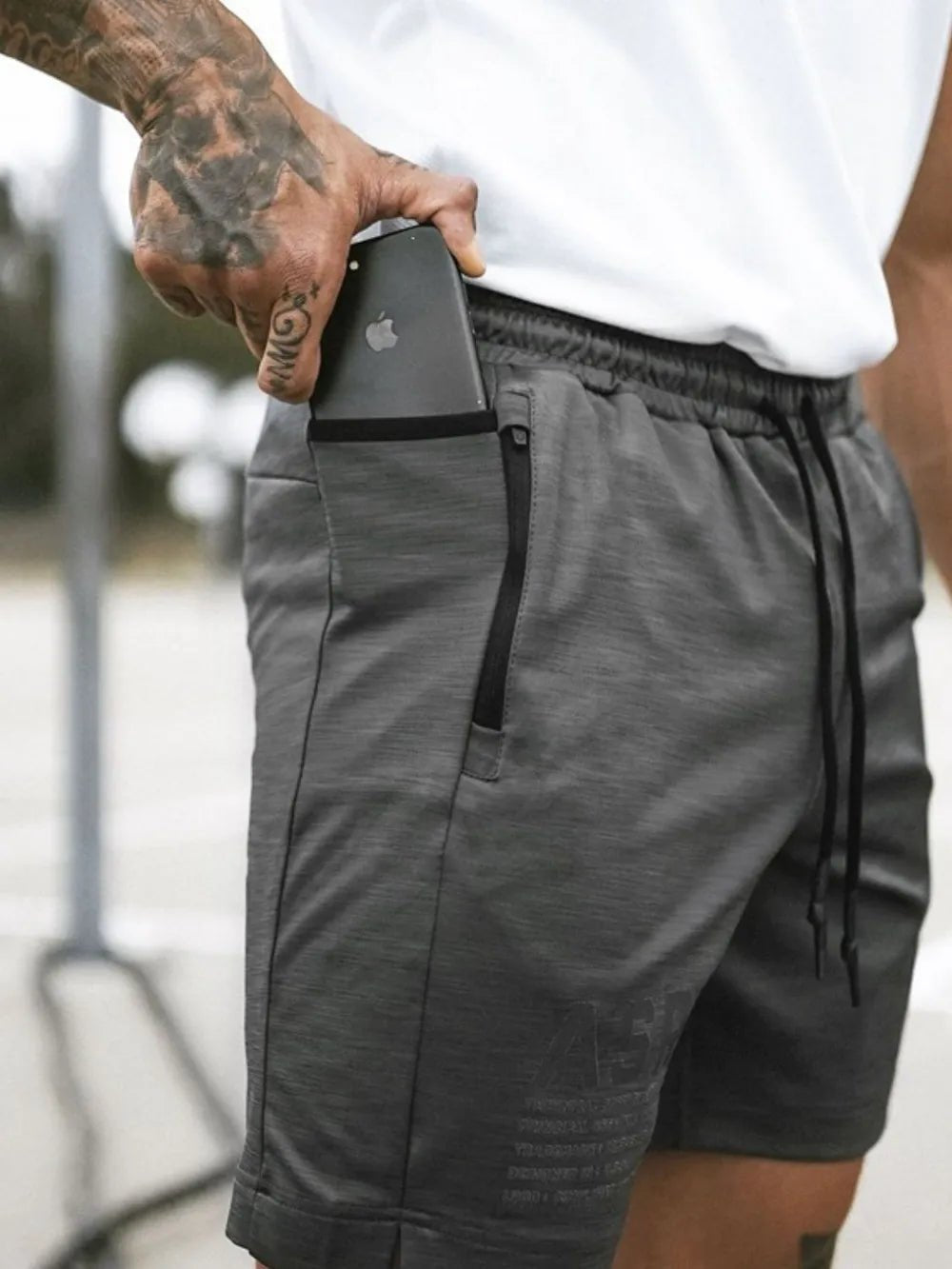 Men's Drawstring Active Shorts with Pockets in Dark Gray