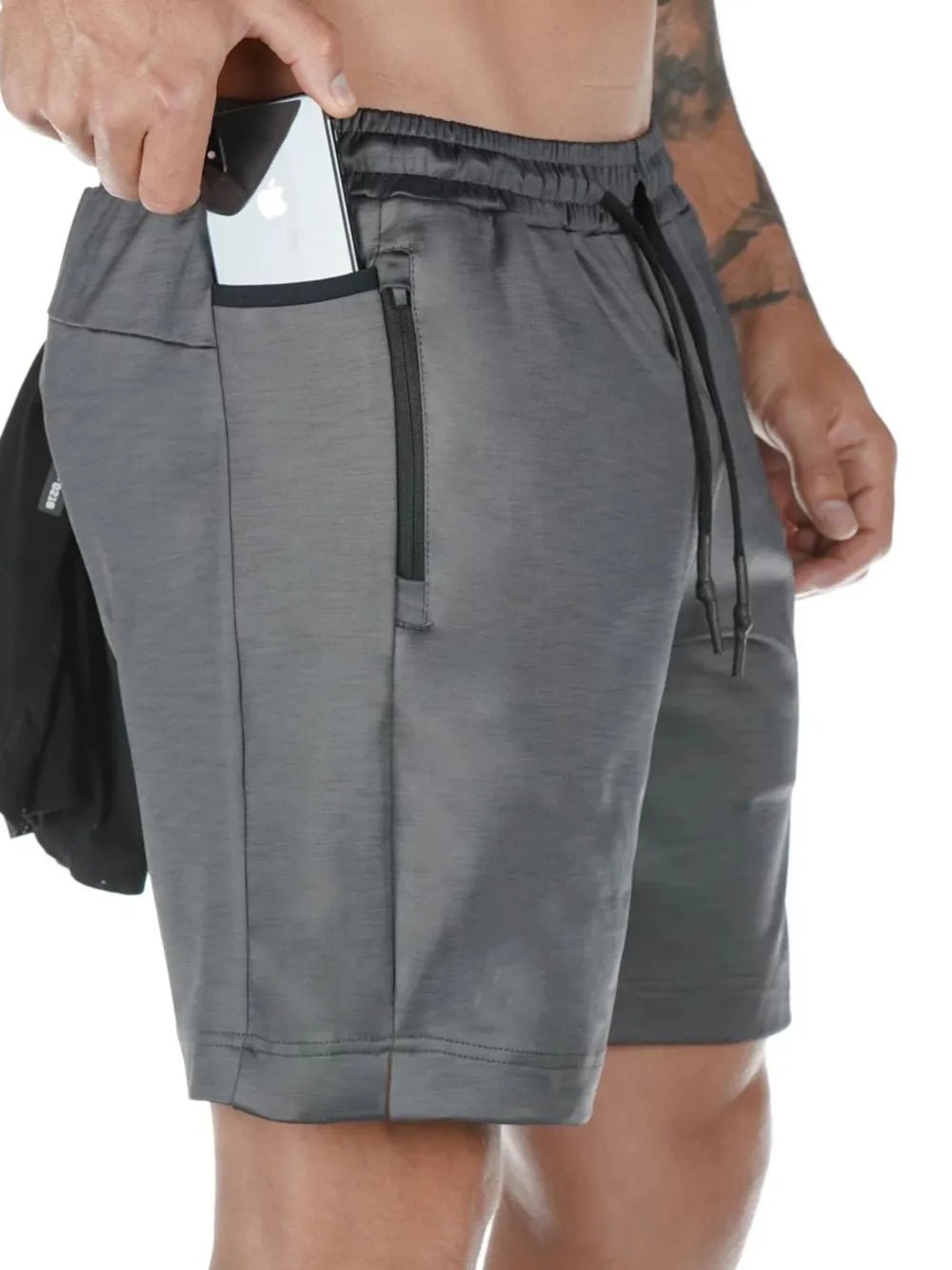 Men's Drawstring Active Shorts with Pockets in Dark Gray