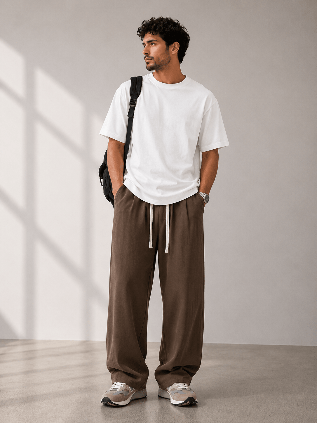 Men’s Drawstring Sweatpants with Pockets | CozyFits in Coffee Brown