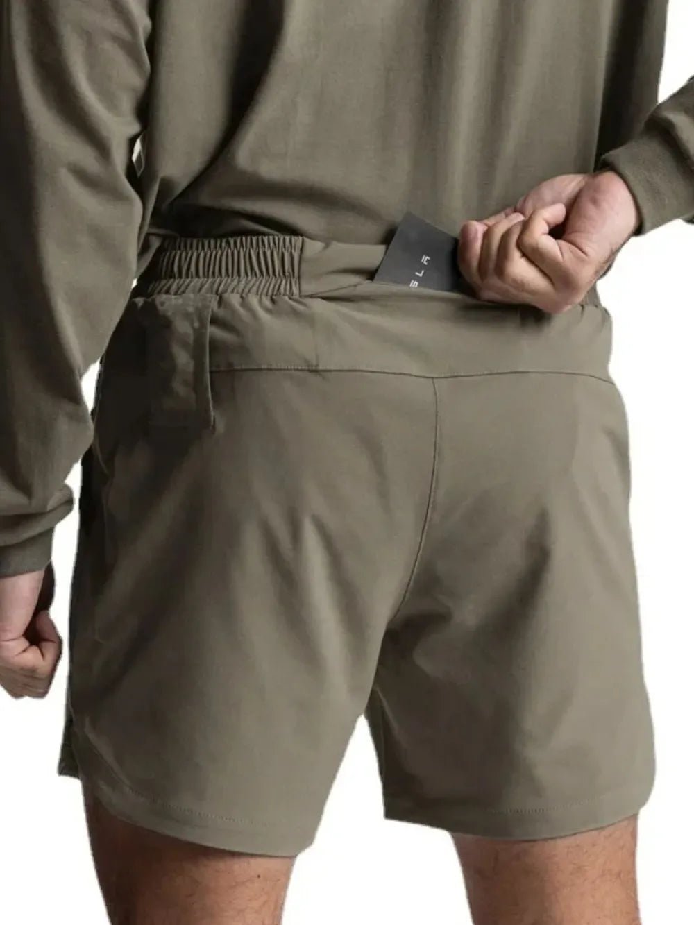 Men's Elastic Waist Active Shorts in Sage