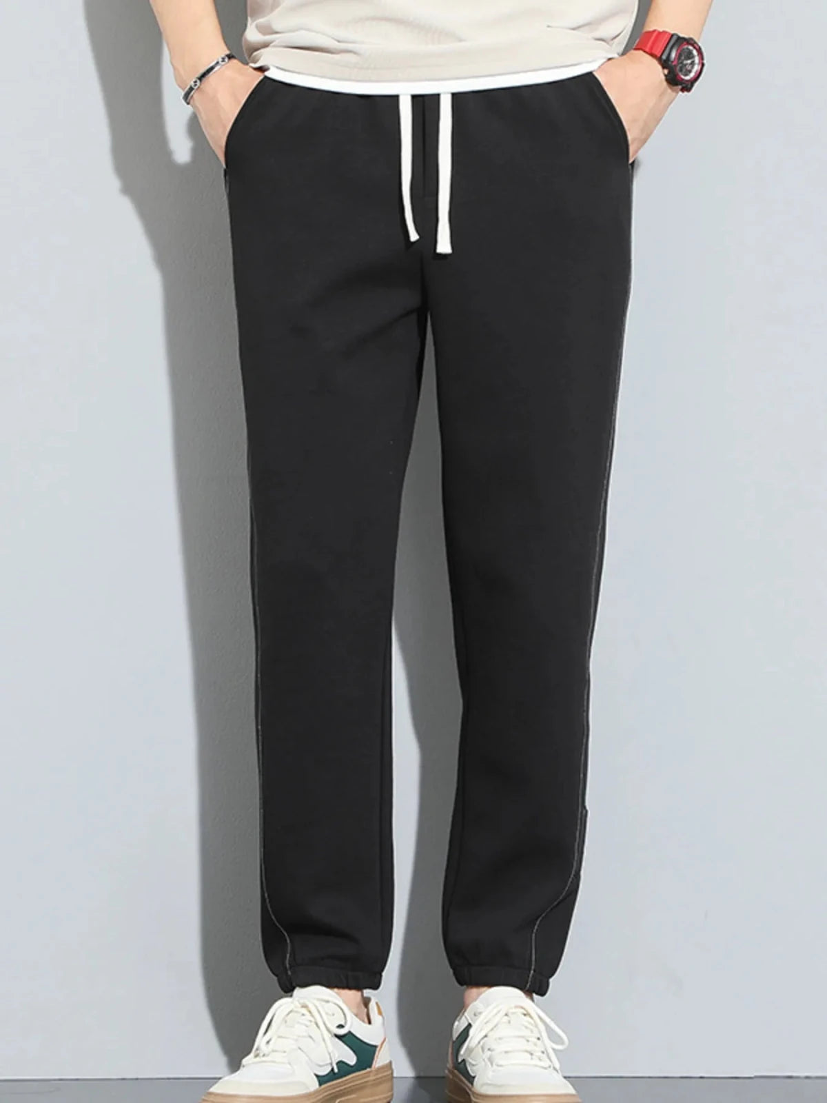 Men’s Full Size Casual Drawstring Joggers Plus Size | CozyFits in Black