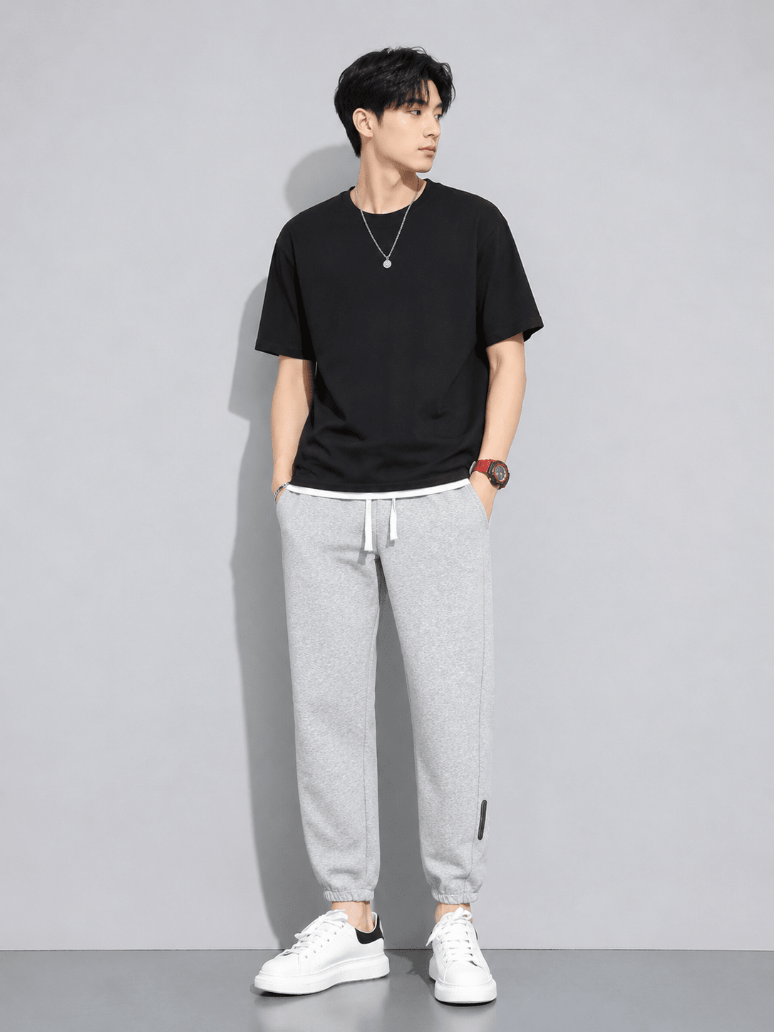Men’s Full Size Casual Drawstring Joggers Plus Size | CozyFits in Dark Gray