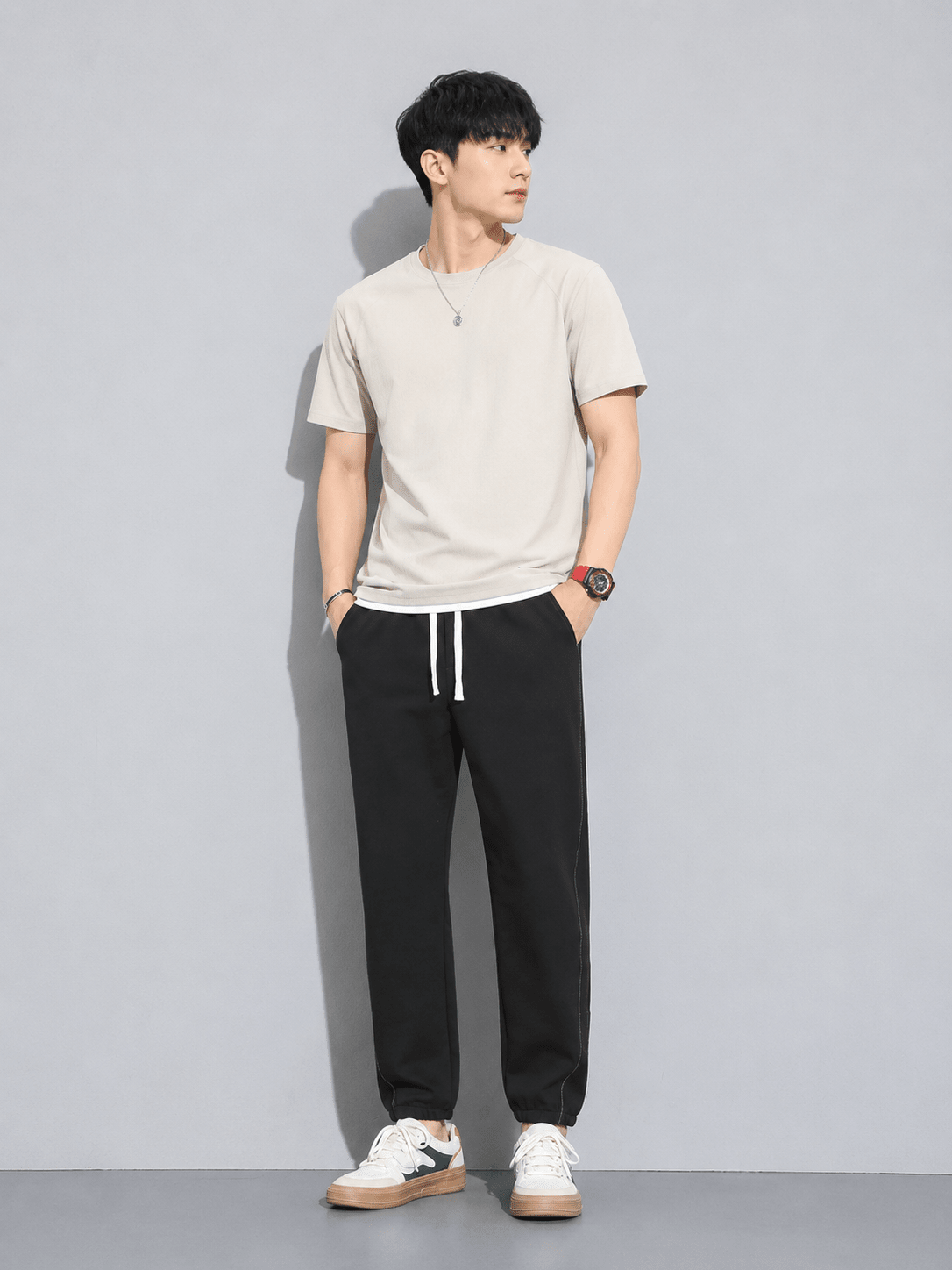 Men’s Full Size Casual Drawstring Joggers Plus Size | CozyFits in Khaki