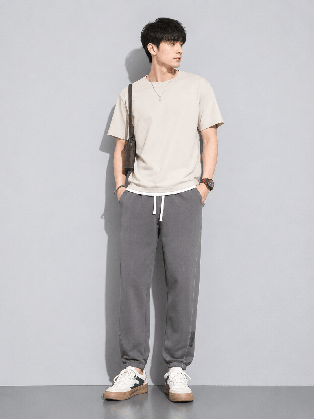 Men’s Full Size Casual Drawstring Joggers Plus Size | CozyFits in Khaki