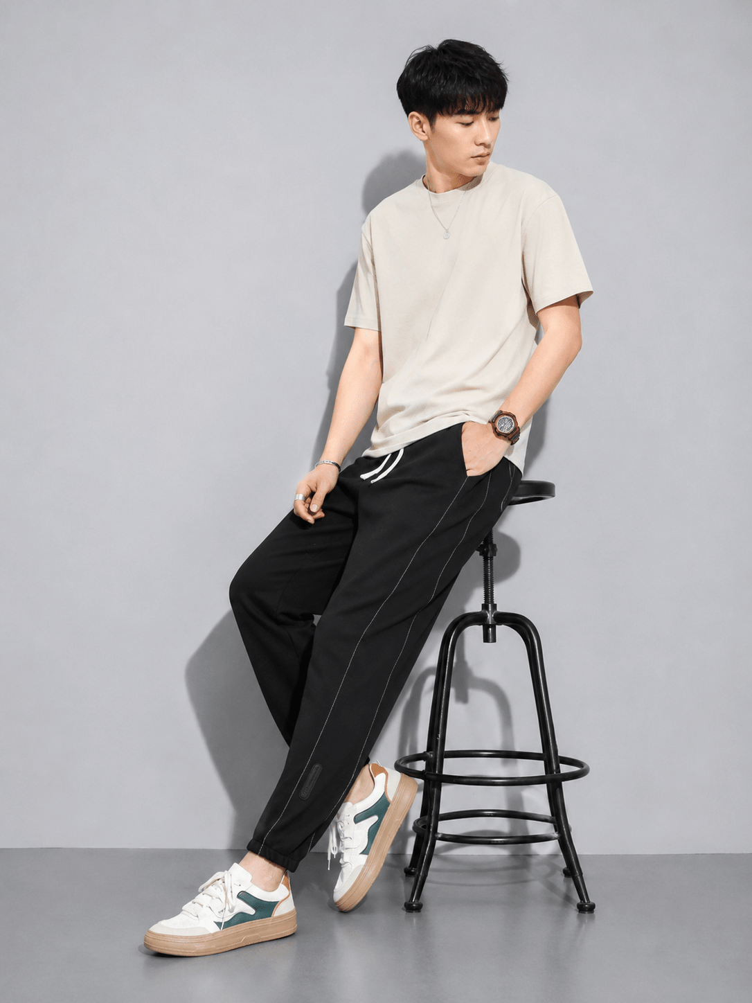 Men’s Full Size Casual Drawstring Joggers Plus Size | CozyFits in Khaki