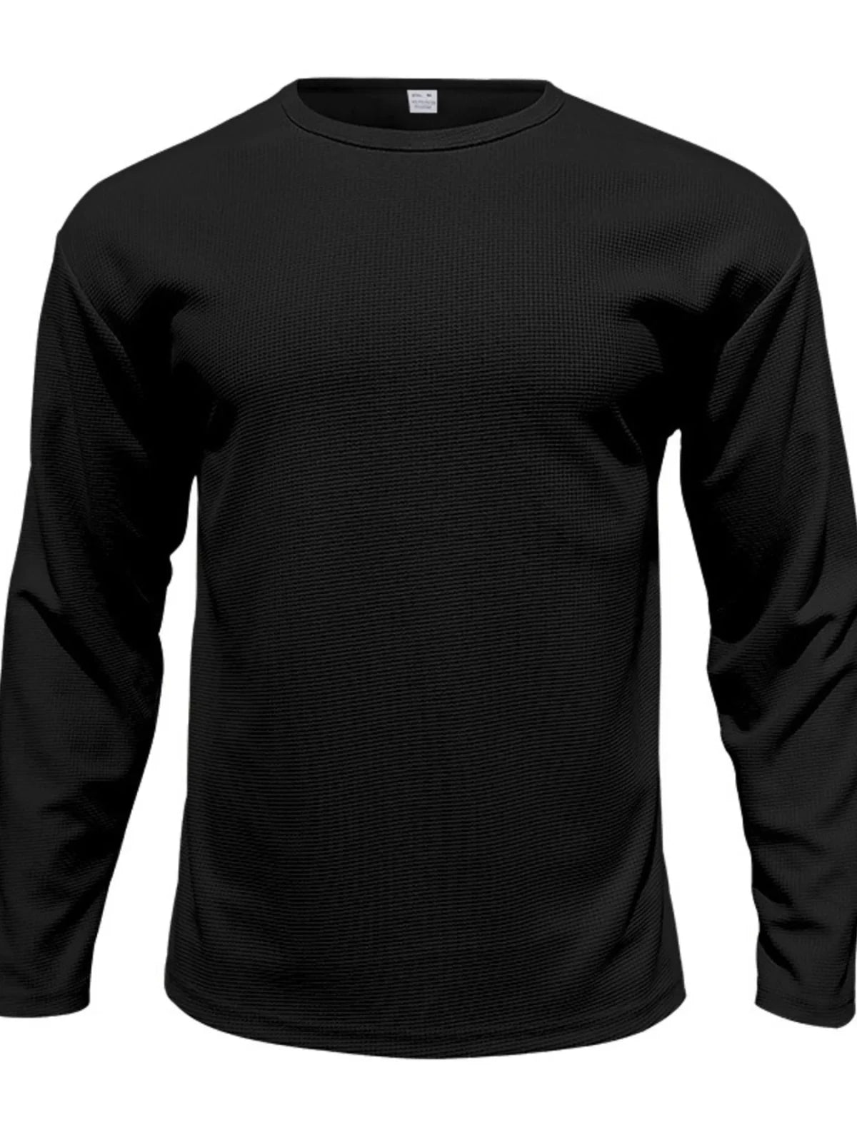 Men's Full Size Round Neck Long Sleeve Sweatshirt Plus Size in Black