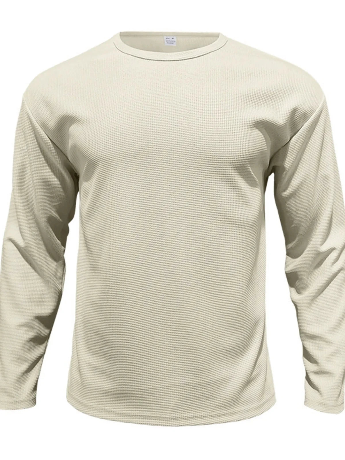 Men's Full Size Round Neck Long Sleeve Sweatshirt Plus Size in Khaki