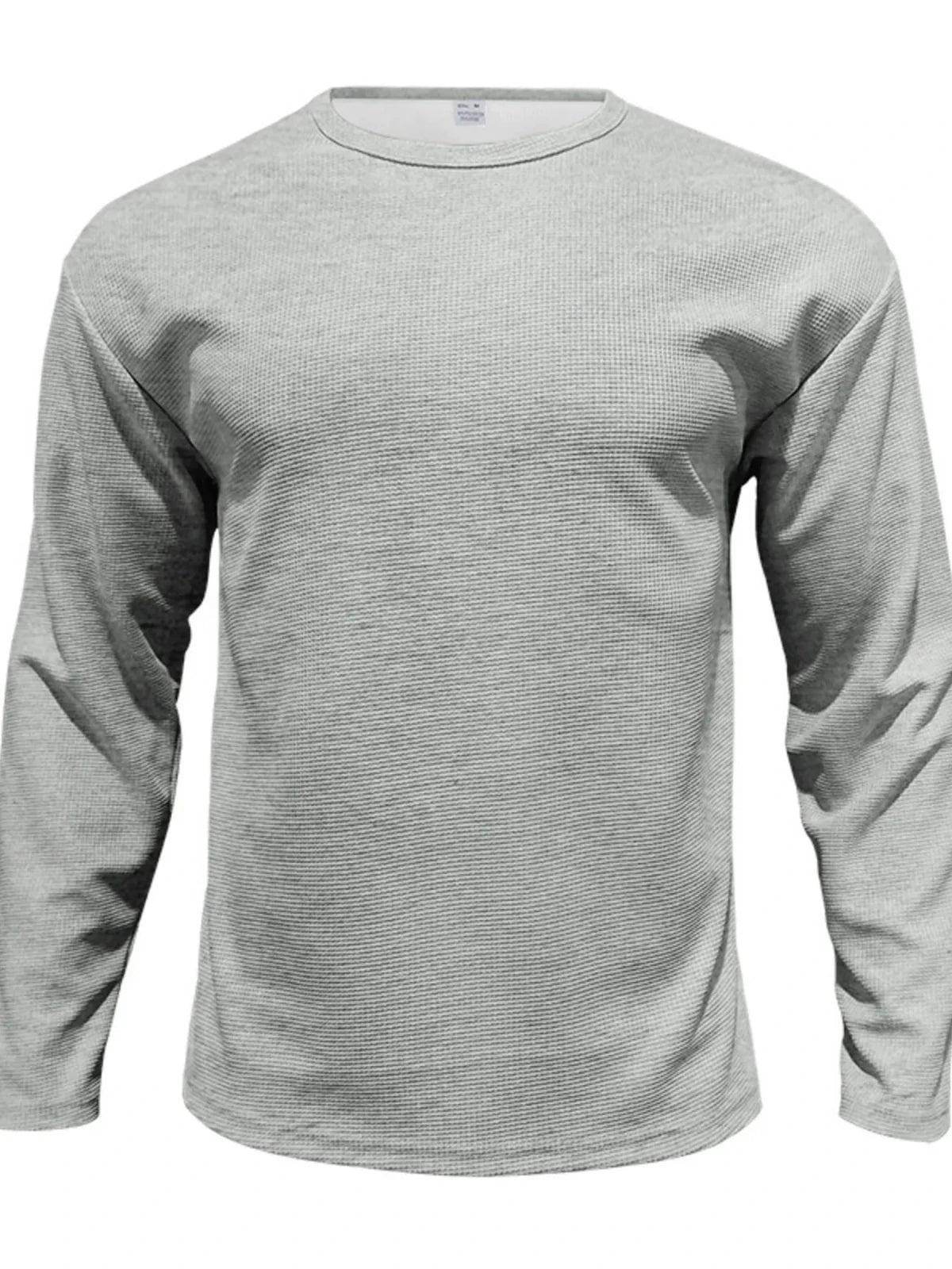 Men's Full Size Round Neck Long Sleeve Sweatshirt Plus Size in Light Gray