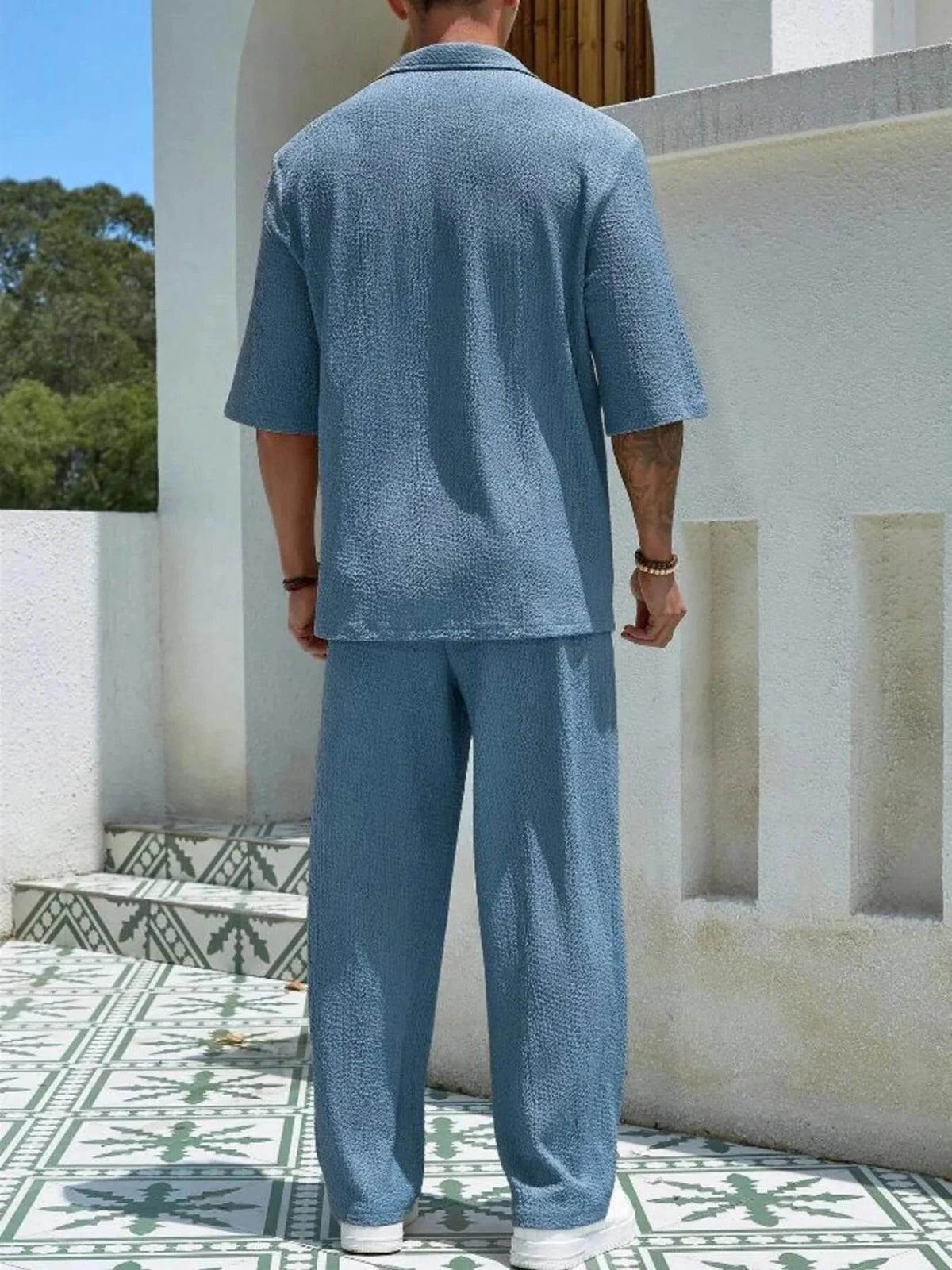 Men’s Half Sleeve Top and Pants Set | CozyFits in Caramel Color