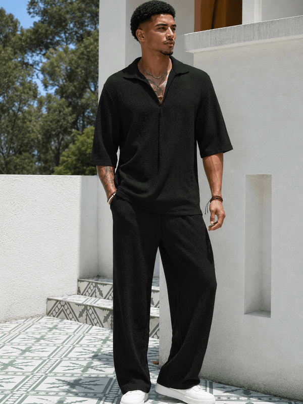 Men’s Half Sleeve Top and Pants Set | CozyFits in Khaki