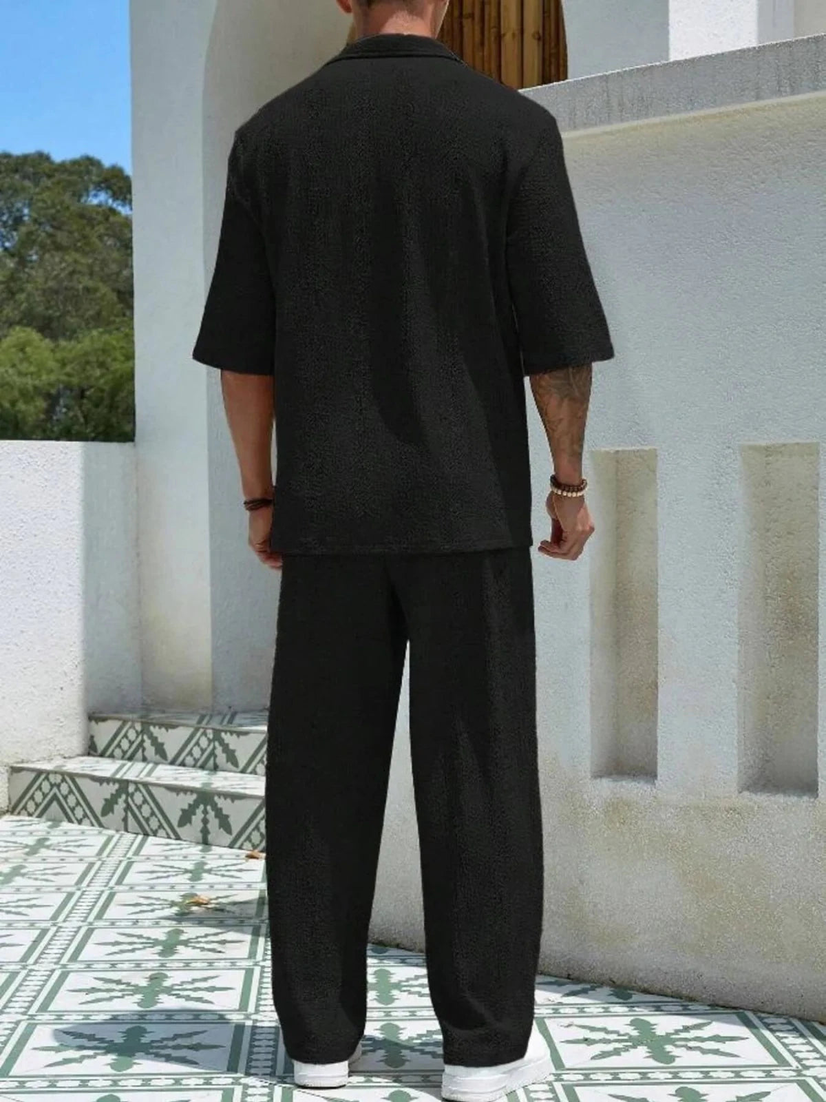 Men’s Half Sleeve Top and Pants Set | CozyFits in Khaki
