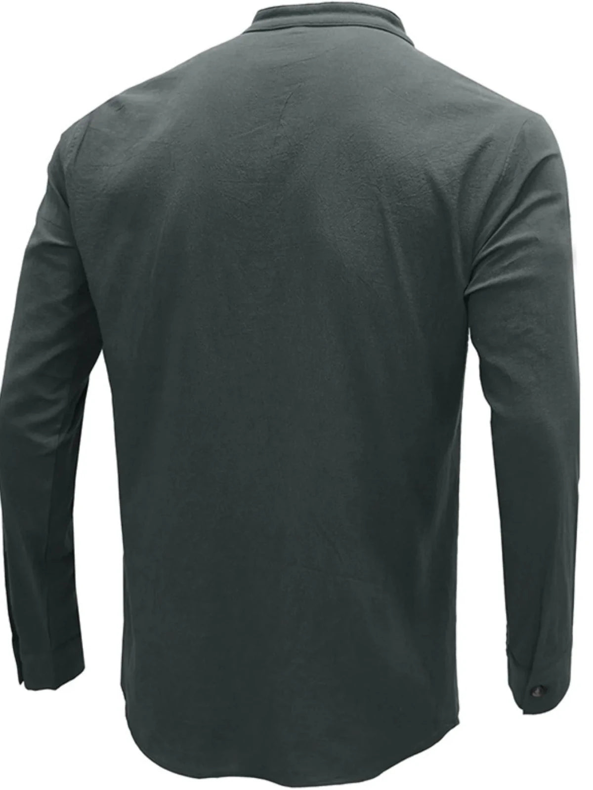 Men's Linen Cotton Long Sleeve Polo Shirt | Button Detail | CozyFits in Dark Gray
