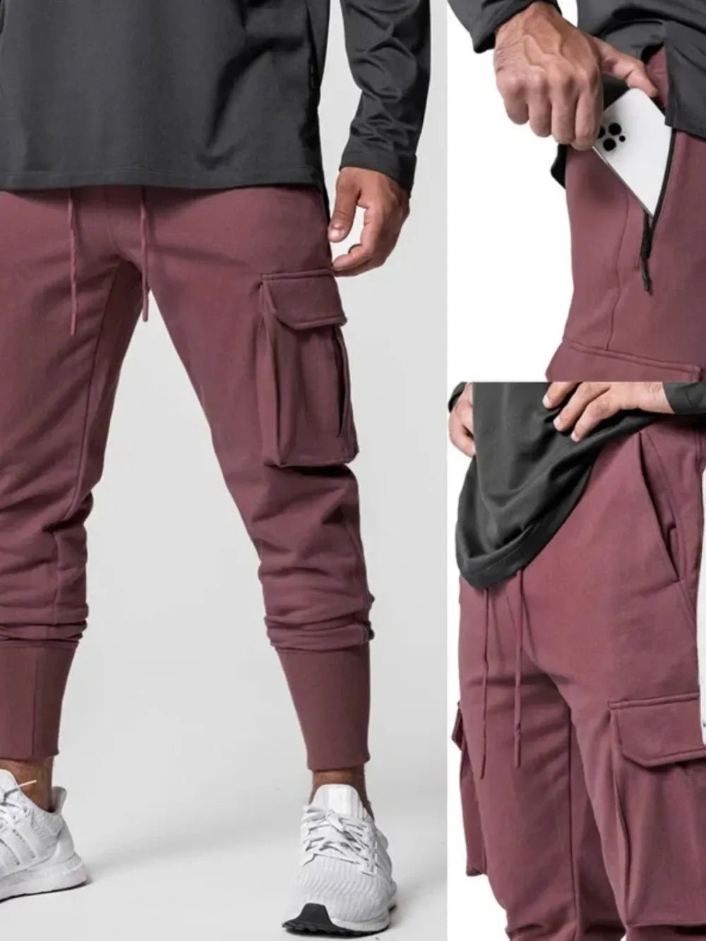 Men’s Multi - Pocket Cargo Jogger Pants | CozyFits in Deep Purple