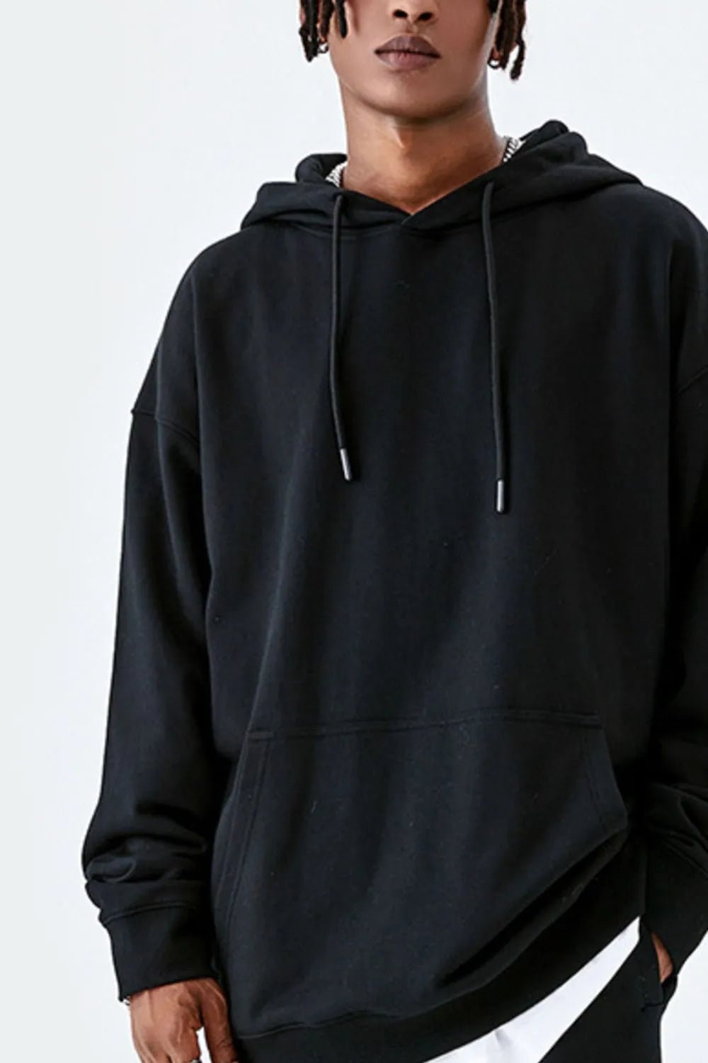Men’s Oversized Drawstring Kangaroo Pocket Hoodie | CozyFits in Black