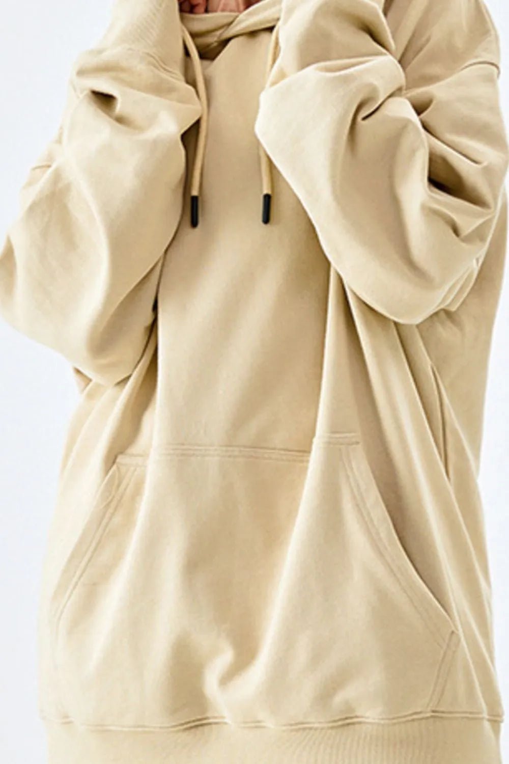 Men’s Oversized Drawstring Kangaroo Pocket Hoodie | CozyFits in Khaki