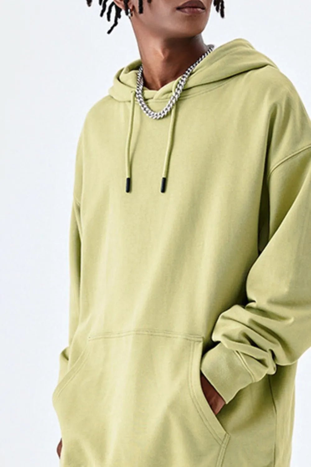 Men’s Oversized Drawstring Kangaroo Pocket Hoodie | CozyFits in Light Medium Green