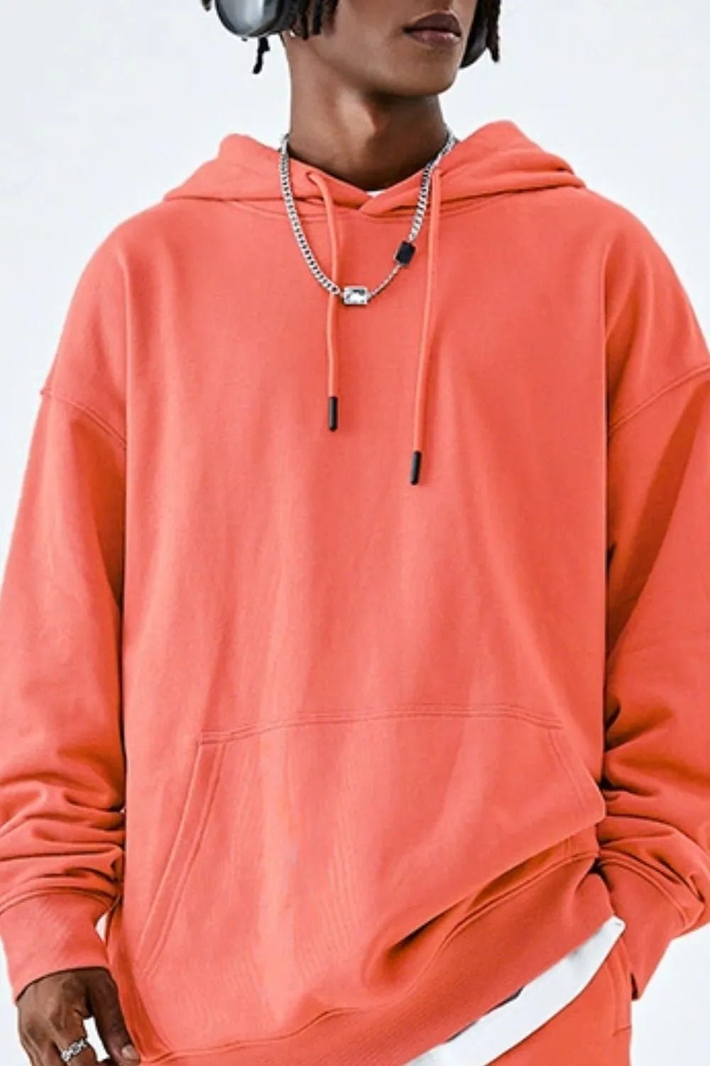 Men’s Oversized Drawstring Kangaroo Pocket Hoodie | CozyFits in Watermelon Red
