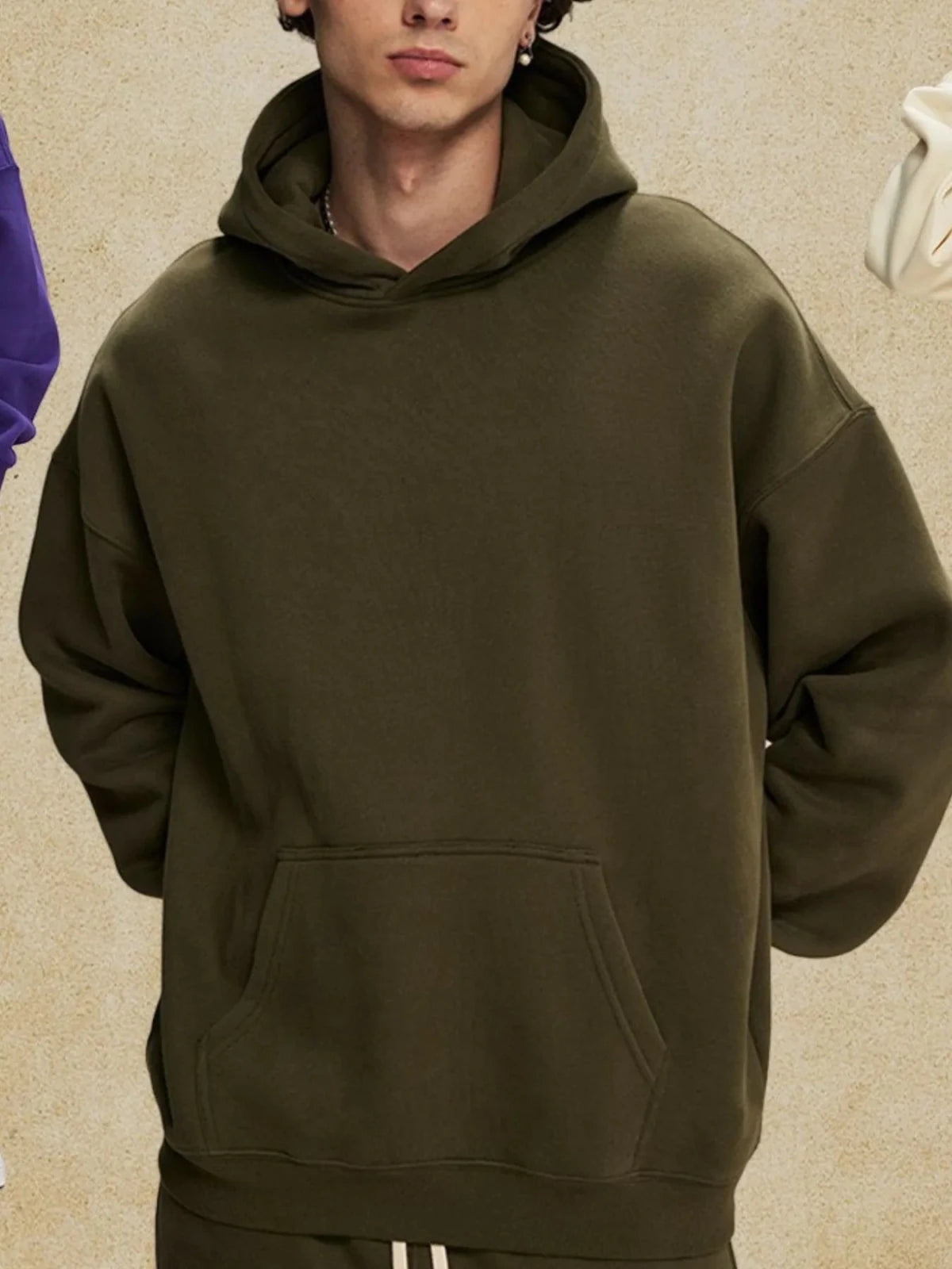 Men’s Oversized Pullover Hoodie – Relaxed Fit Casual Streetwear | CozyFits in Army Green