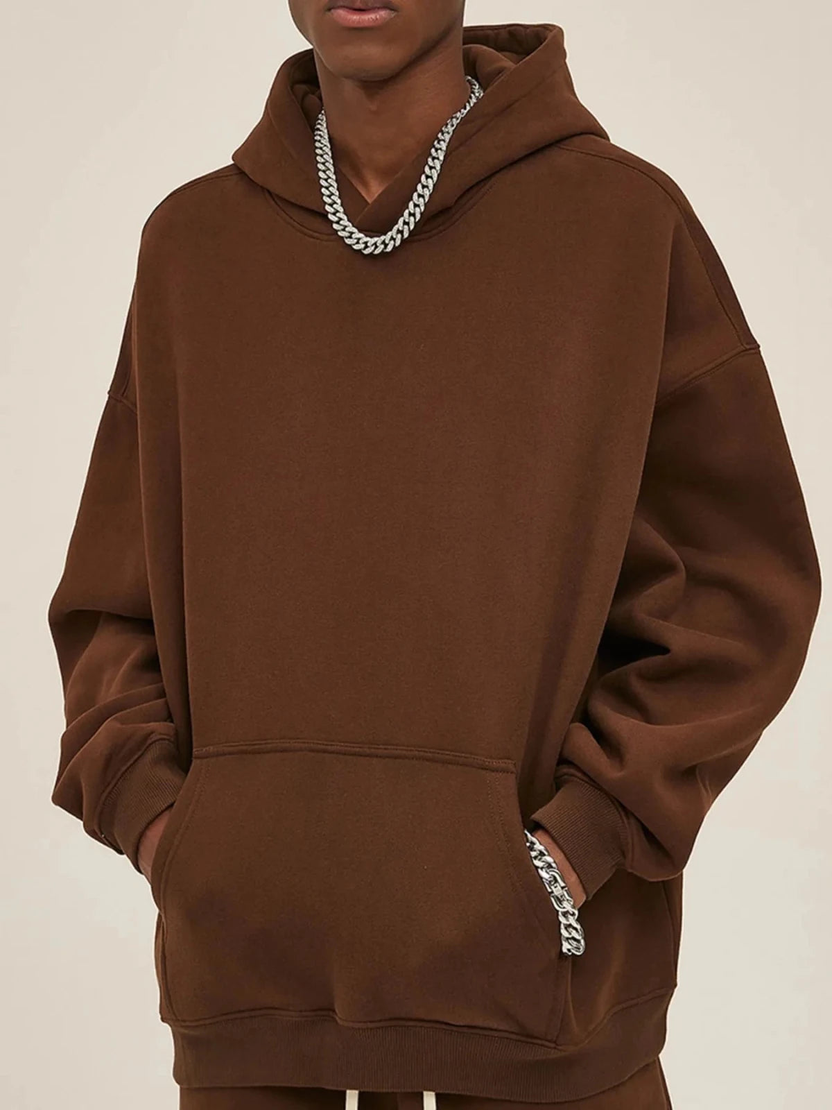 Men’s Oversized Pullover Hoodie – Relaxed Fit Casual Streetwear | CozyFits in Coffee Brown