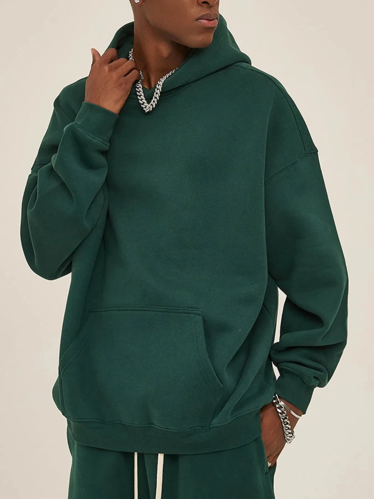 Men’s Oversized Pullover Hoodie – Relaxed Fit Casual Streetwear | CozyFits in Dark Green
