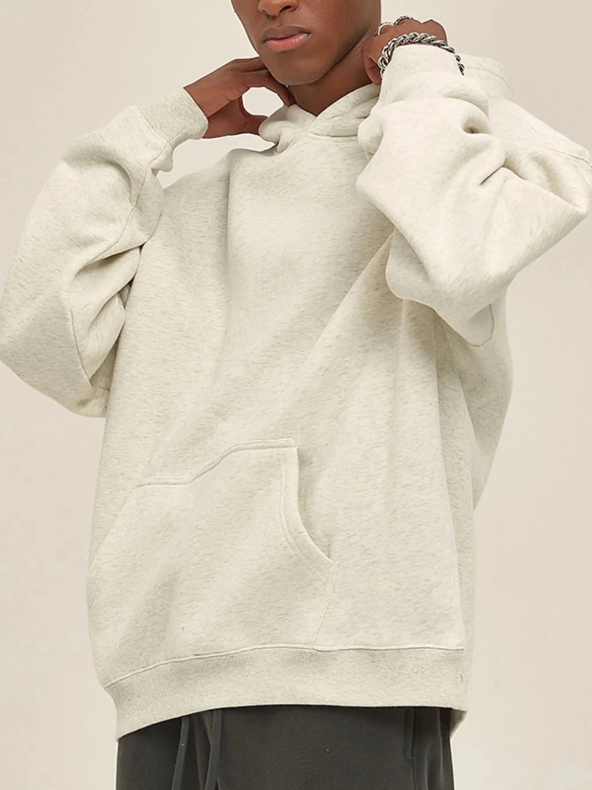 Men’s Oversized Pullover Hoodie – Relaxed Fit Casual Streetwear | CozyFits in Ivory