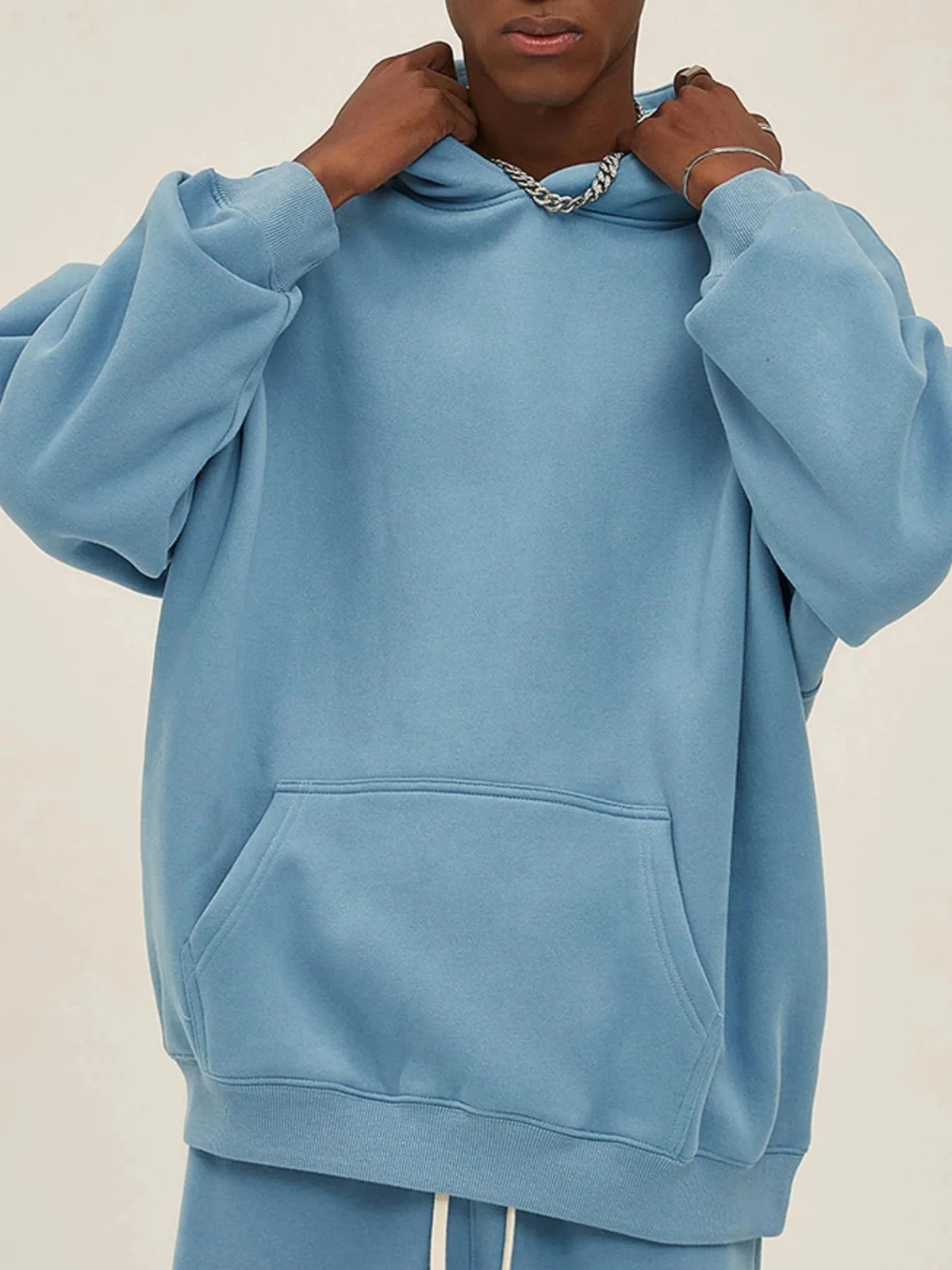 Men’s Oversized Pullover Hoodie – Relaxed Fit Casual Streetwear | CozyFits in Light Blue