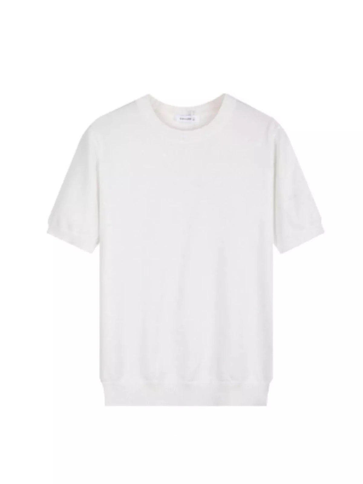 Men's Plus Size Casual Knitted Short Sleeve T-Shirt in White