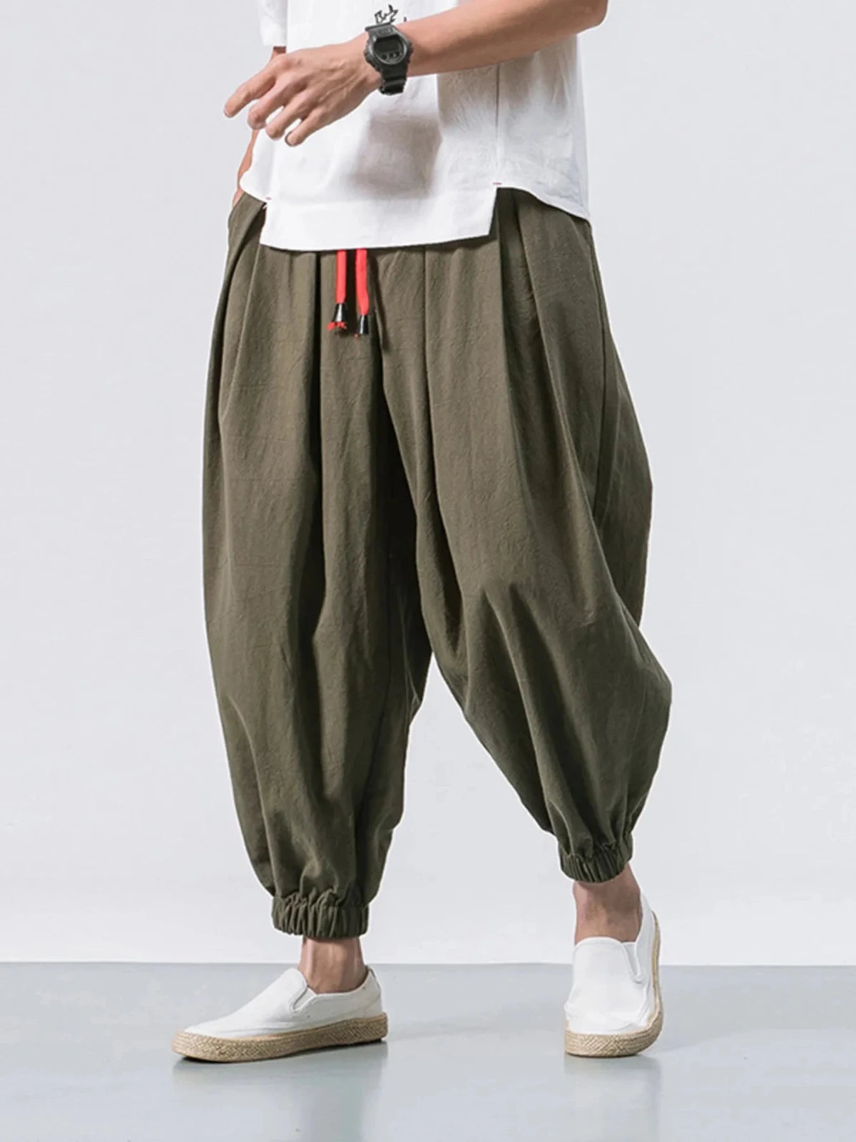 Men’s Plus Size Casual Oversized Drawstring Joggers | CozyFits in Army Green