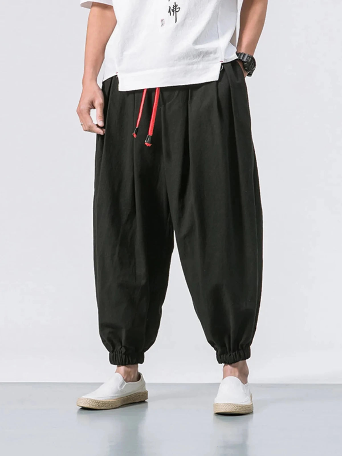 Men’s Plus Size Casual Oversized Drawstring Joggers | CozyFits in Noirnoir