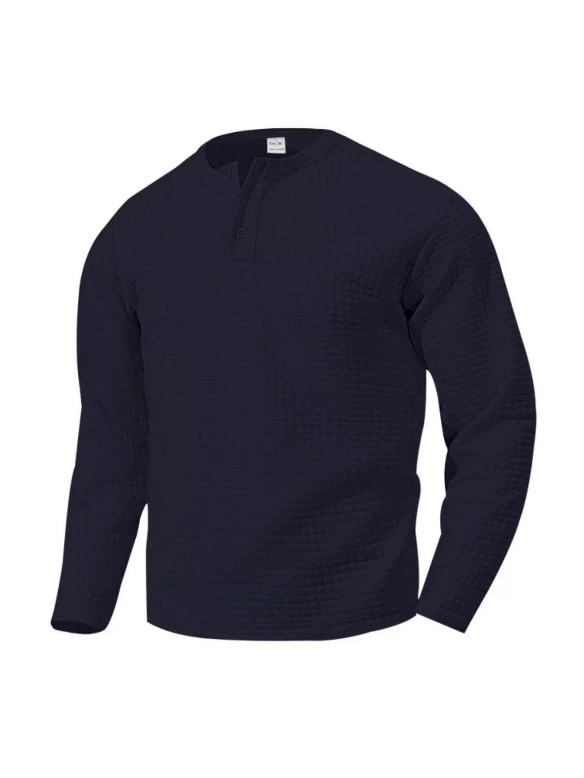 Men's Plus Size Casual Waffle Knit Henley T-Shirt in Navy Blue