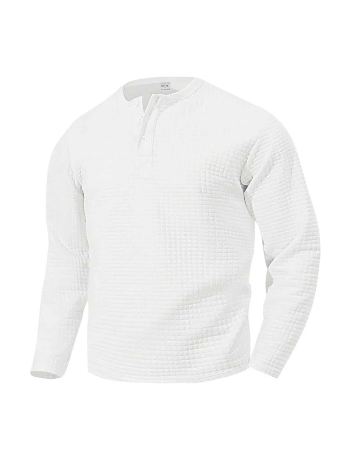 Men's Plus Size Casual Waffle Knit Henley T-Shirt in White