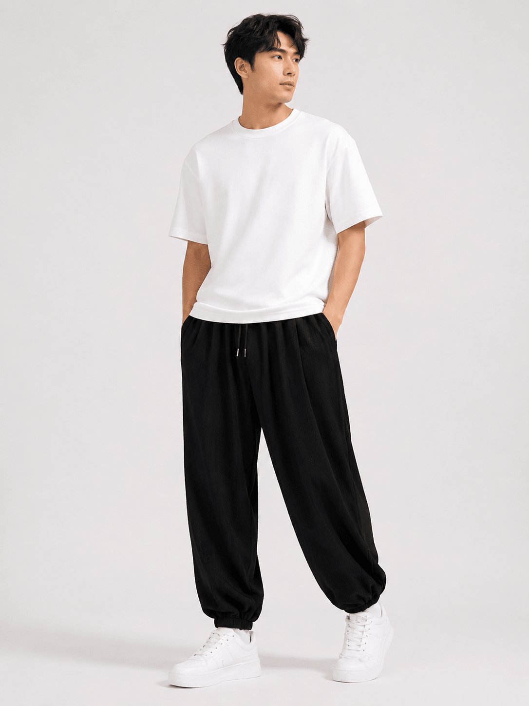 Men’s Plus Size Drawstring Corduroy Joggers | CozyFits in Brown