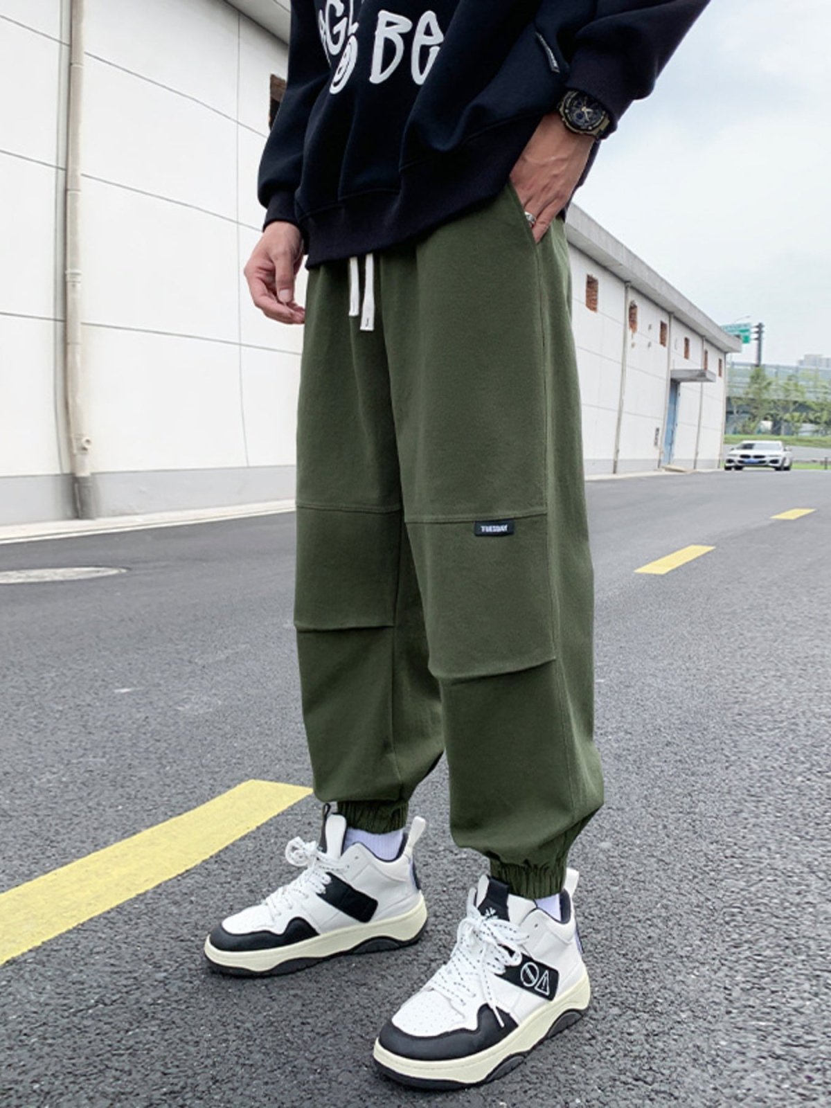 Men’s Plus Size Drawstring Joggers | CozyFits in Army Green