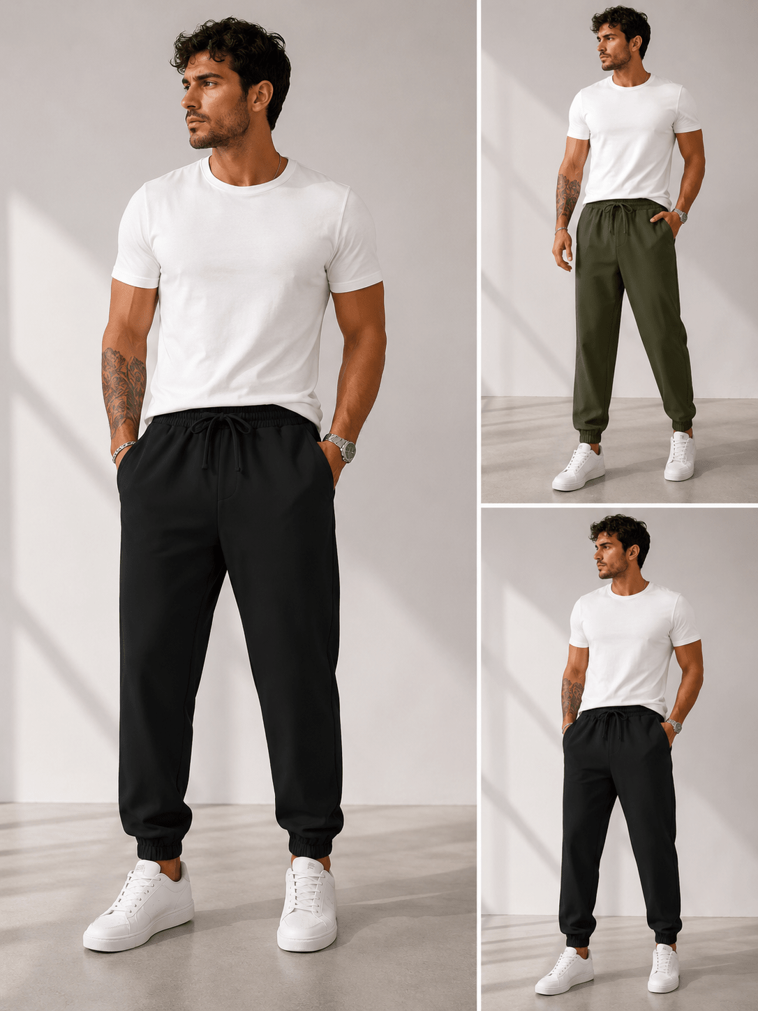 Men’s Plus Size Drawstring Joggers | CozyFits in Army Green