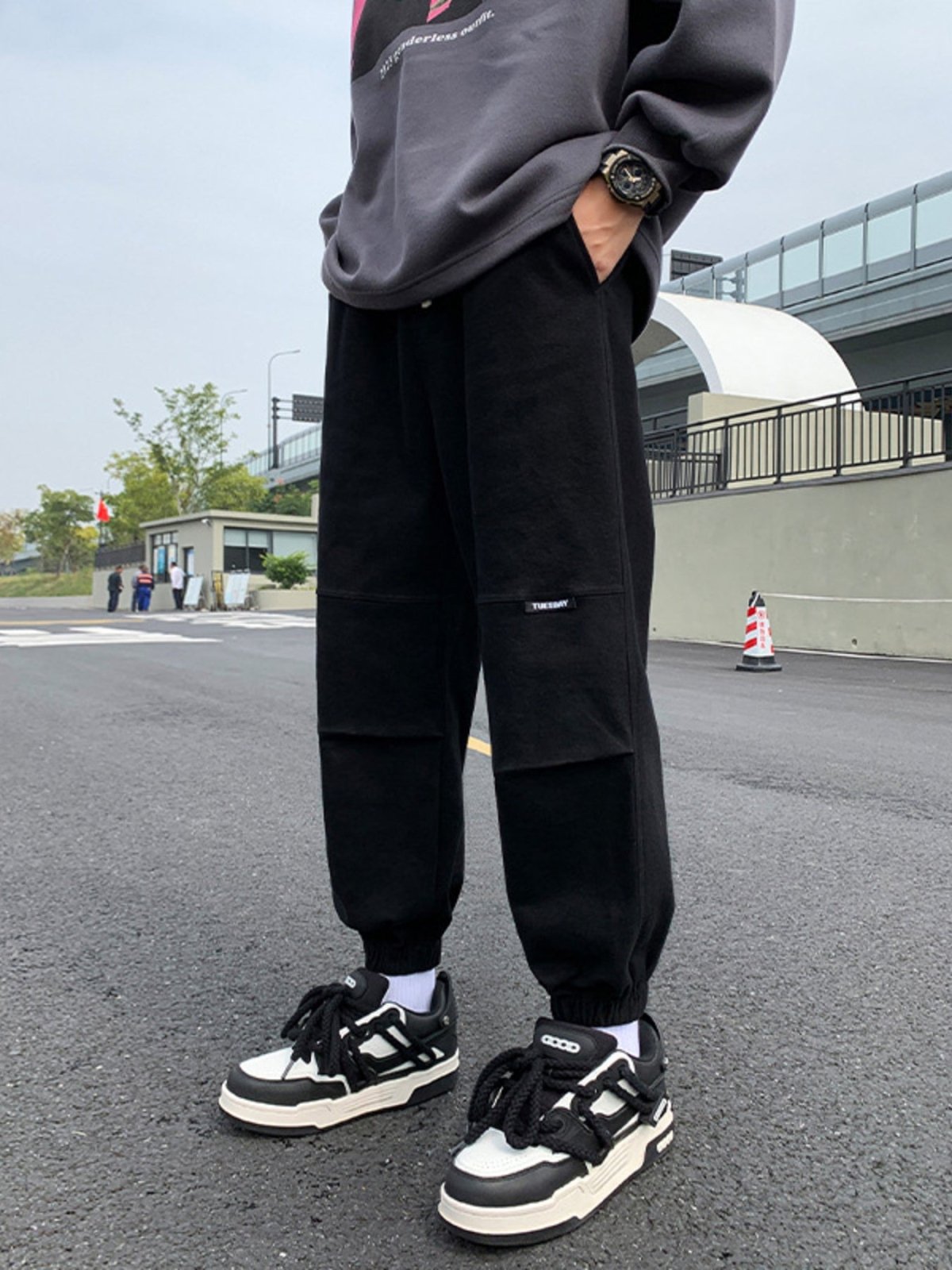 Men’s Plus Size Drawstring Joggers | CozyFits in Black