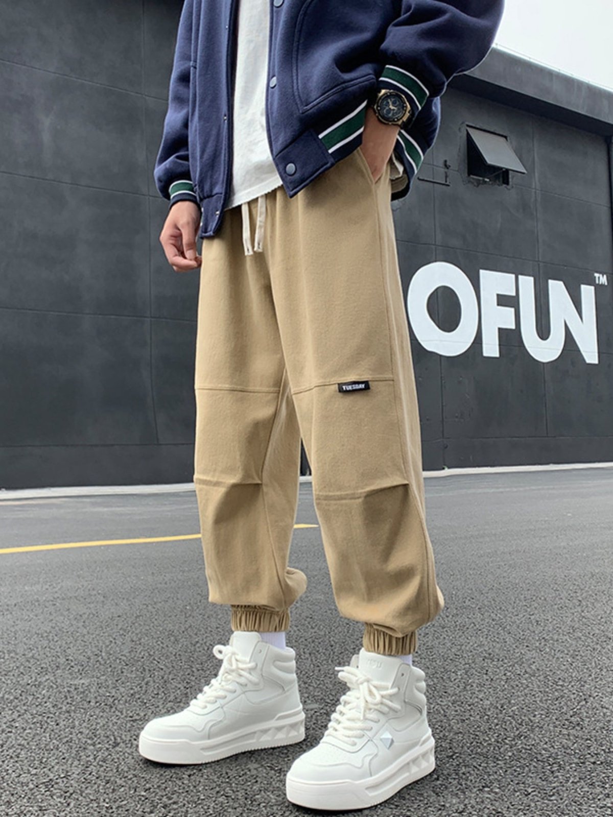 Men’s Plus Size Drawstring Joggers | CozyFits in Khaki