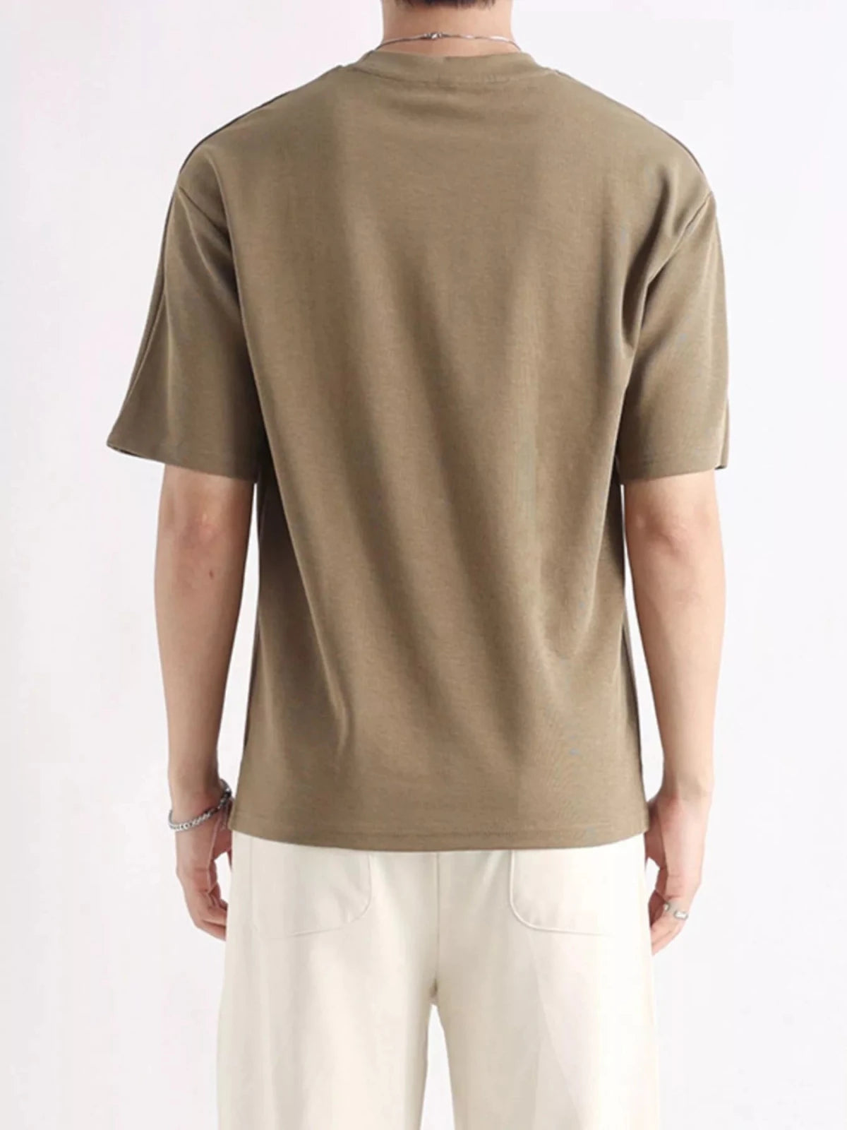 Men's Plus Size Relaxed Fit Solid Color T-Shirt in Brown