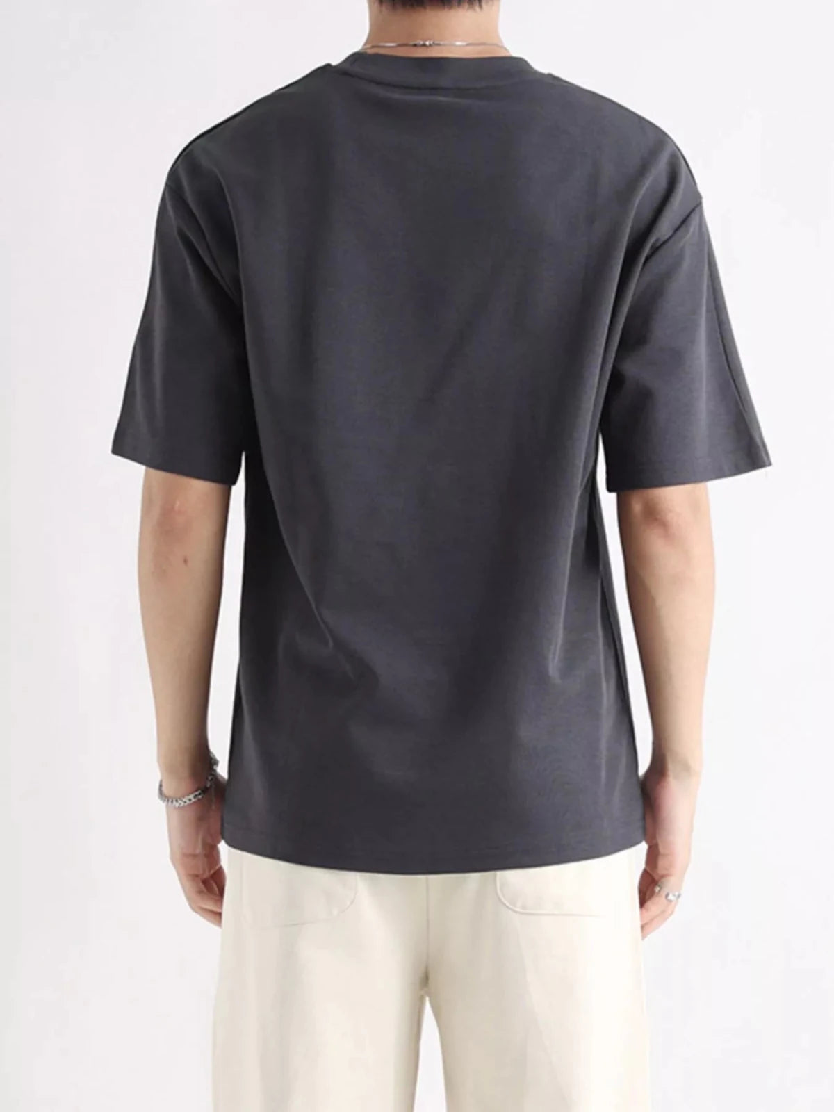 Men's Plus Size Relaxed Fit Solid Color T-Shirt in Dark Gray