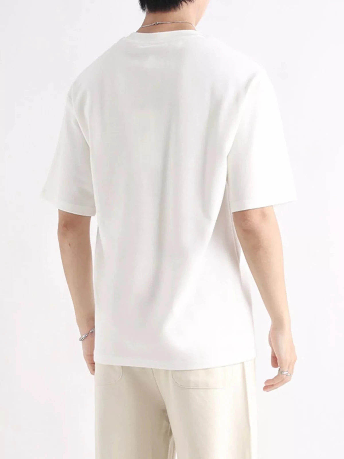 Men's Plus Size Relaxed Fit Solid Color T-Shirt in White