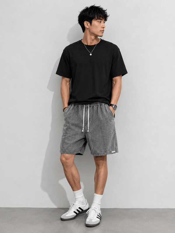 Men’s Relaxed Linen Drawstring Shorts | CozyFits in Gray