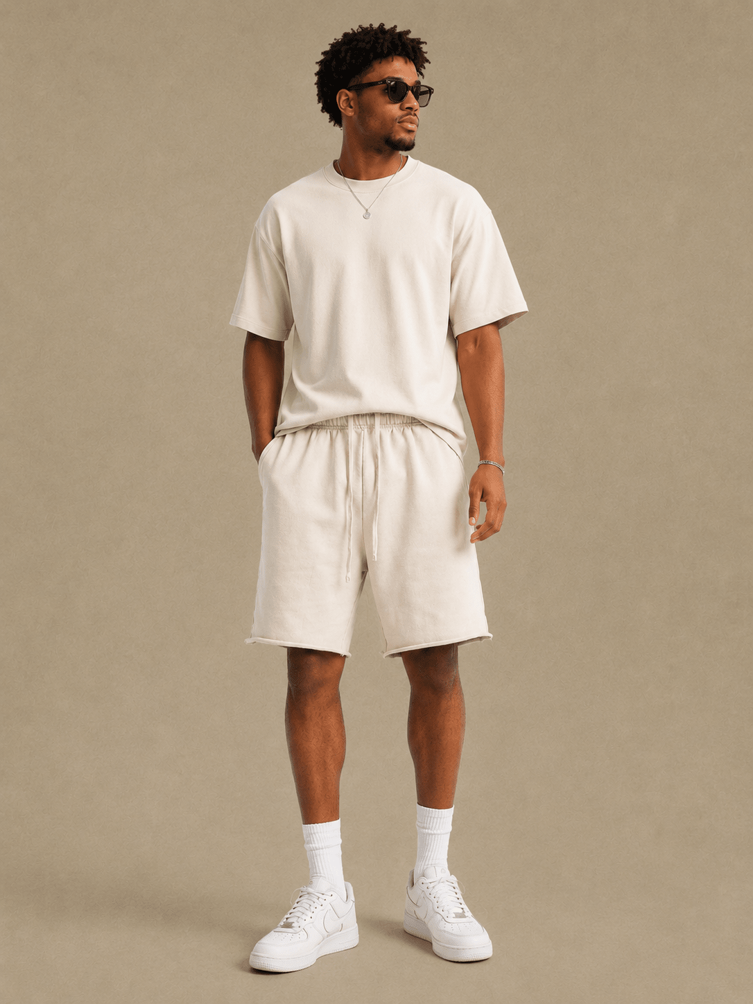 Men’s Soft Fleece Lounge Shorts | CozyFits in Ivory
