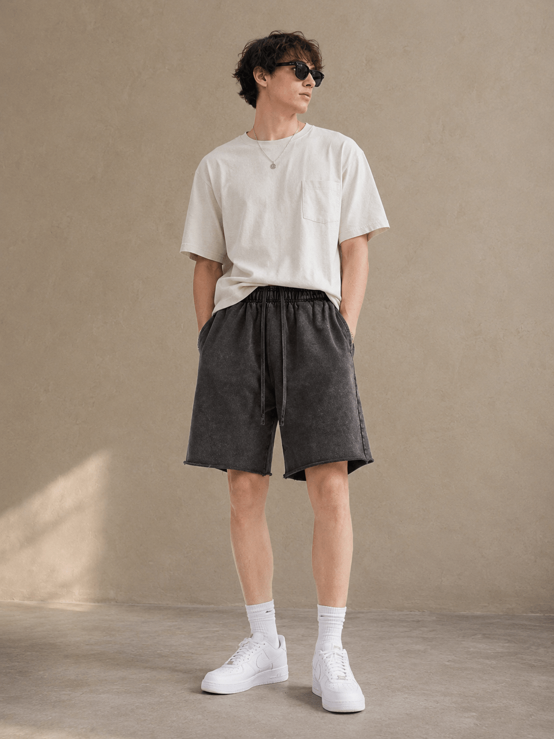 Men’s Soft Fleece Lounge Shorts | CozyFits in Ivory