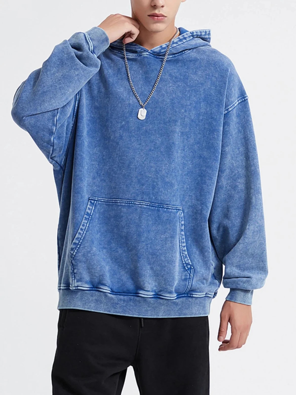 Men’s Washed Oversized Hoodie – Vintage Cotton Relaxed Fit | CozyFits Men’s Washed Oversized Hoodie – Vintage Cotton Relaxed Fit | CozyFits in Dusty Blue