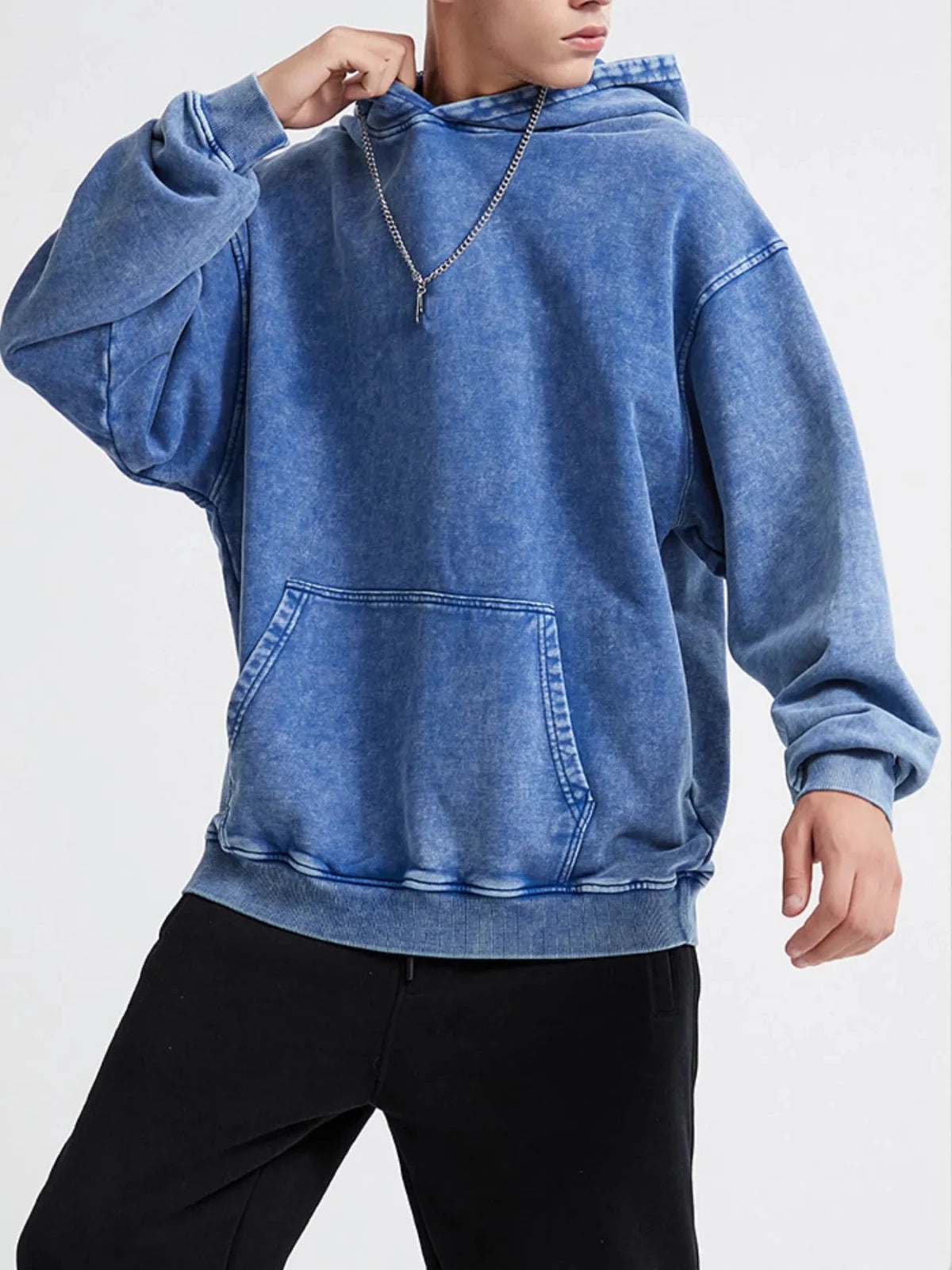 Men’s Washed Oversized Hoodie – Vintage Cotton Relaxed Fit | CozyFits Men’s Washed Oversized Hoodie – Vintage Cotton Relaxed Fit | CozyFits in Dusty Blue